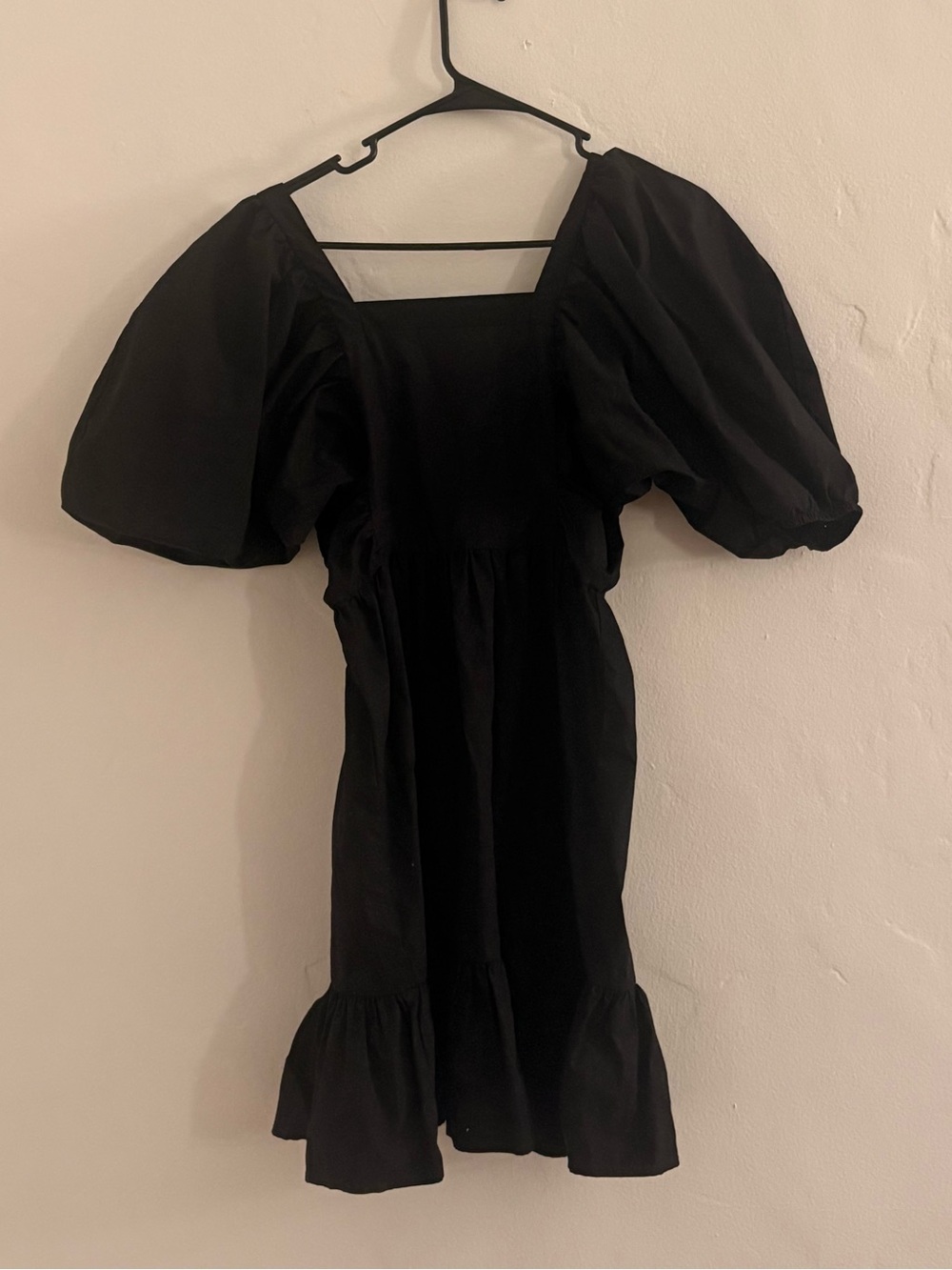 GB Black Square Neck Puff Sleeve Dress
